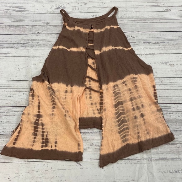 We The Free Taupe Tie Dye Sleeveless Open Back Tank Top - Picture 3 of 3